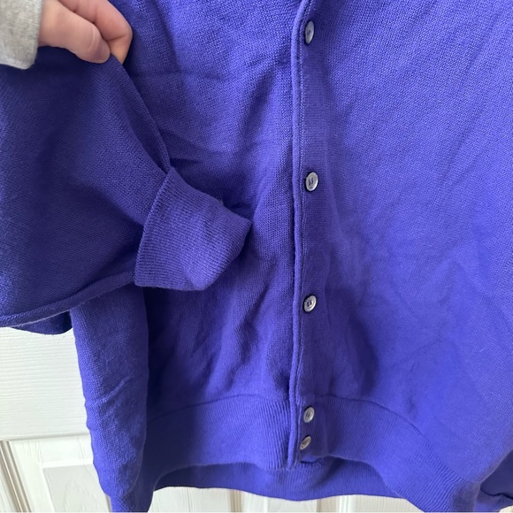 Vintage Izod Knit Purple Vneck Button Down Cardigan Crest Logo Women’s Size XLT - Picture 7 of 9